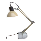 articulated architect lamp with white cast iron base, industrial style