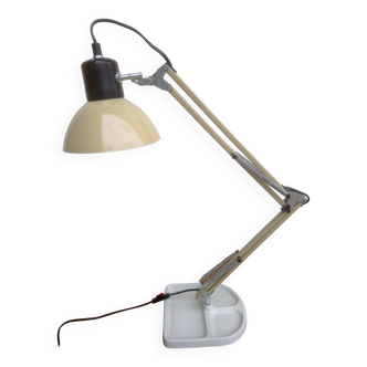 articulated architect lamp with white cast iron base, industrial style