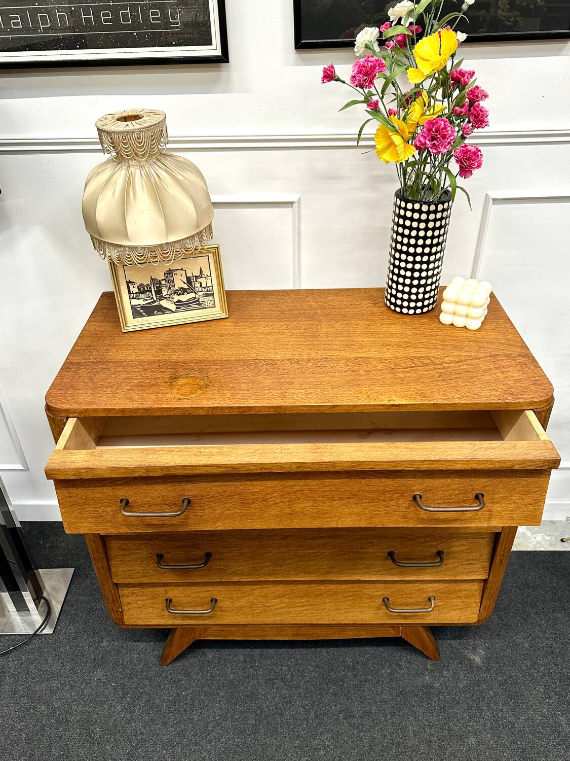 Vintage chest of drawers with compass feet