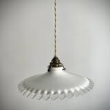Opaline pendant light with serrated tray