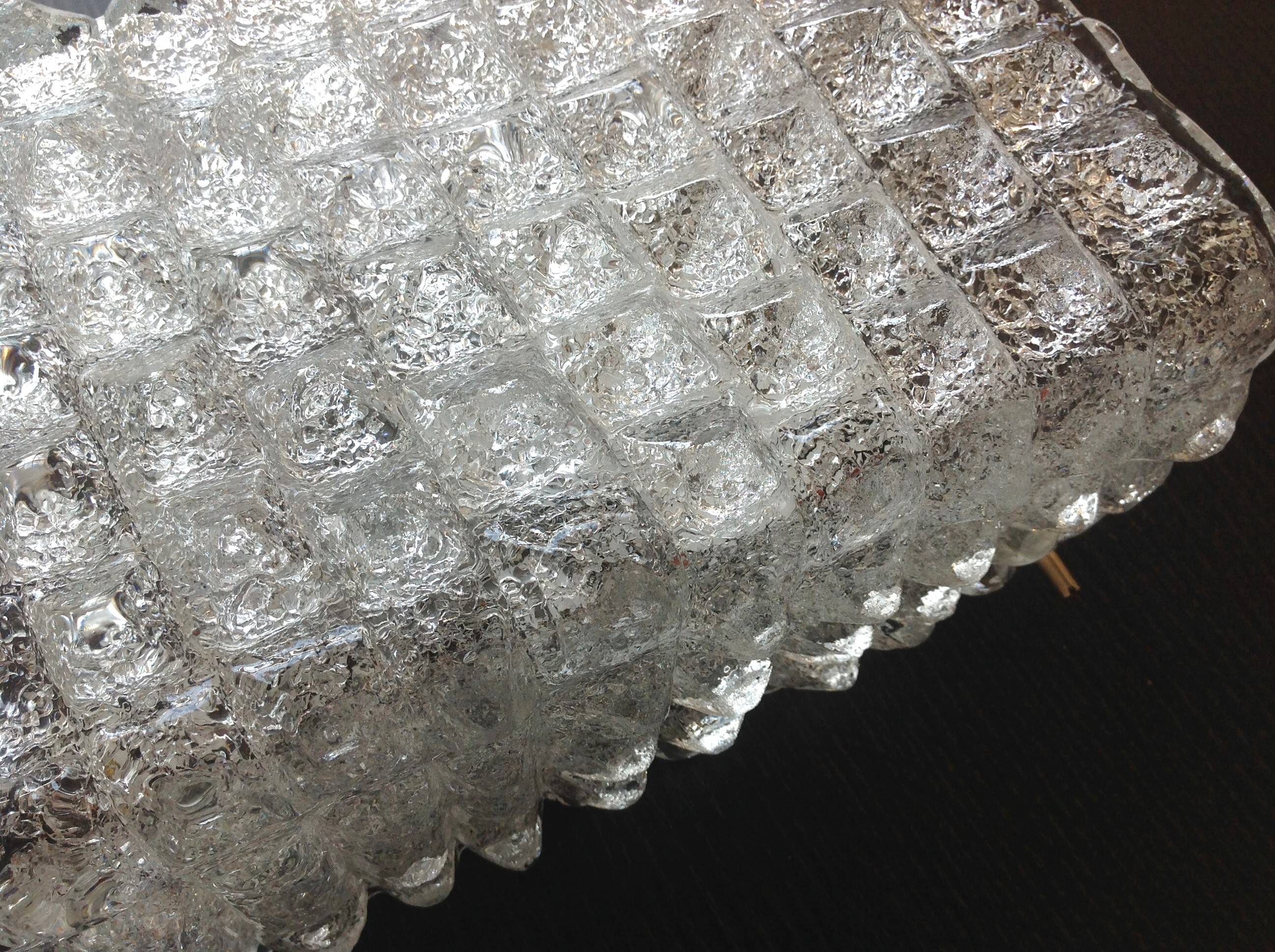 Wall lamp in ice glass and diamond tips / vintage 60s-70s