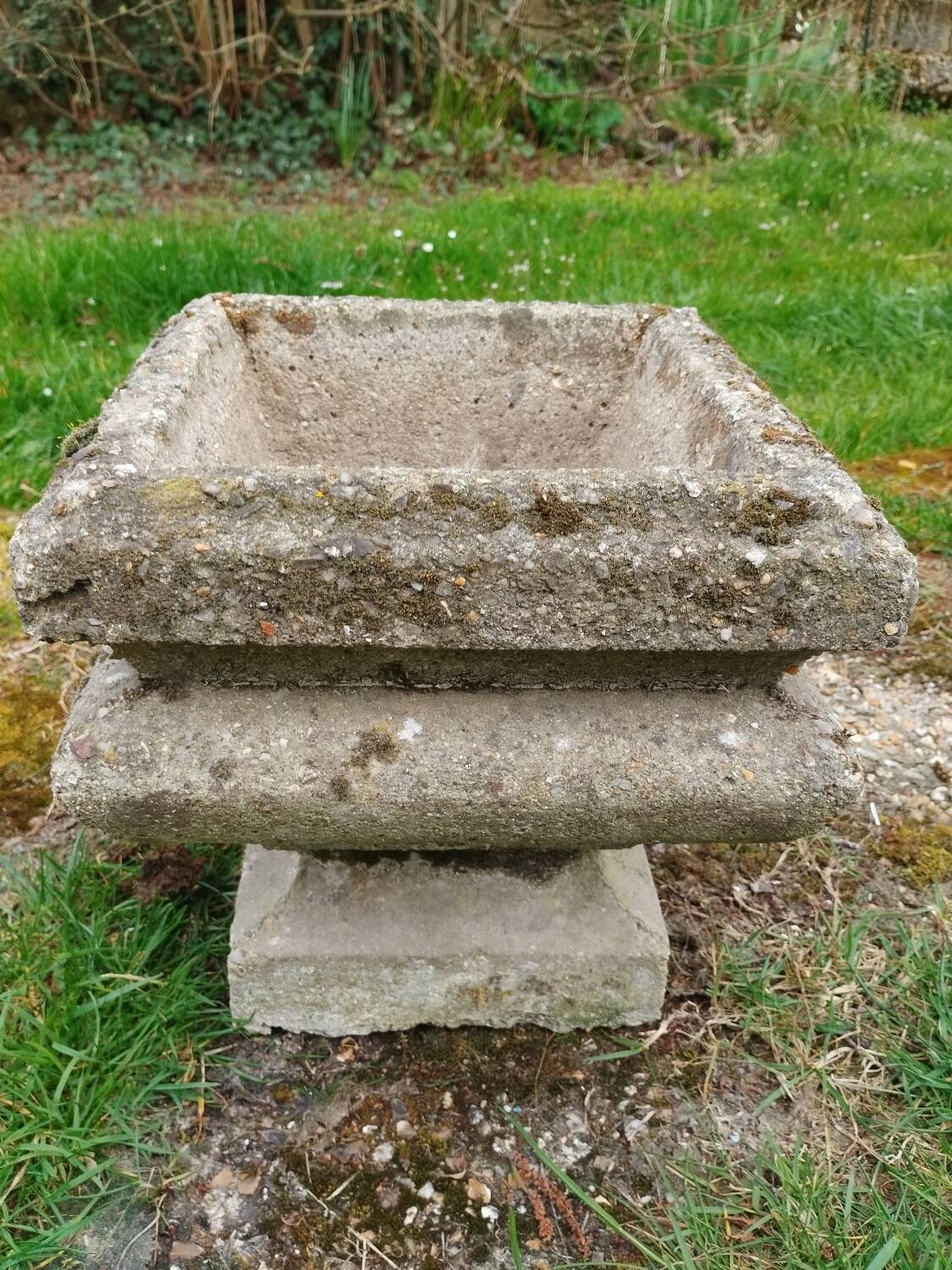 Pair of vintage antique stone Medici planters