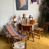 Duo of tripod half-moon stools