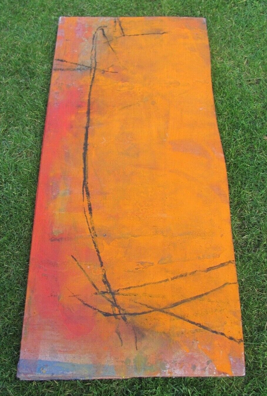 Tableau art contemporain sur fond orange