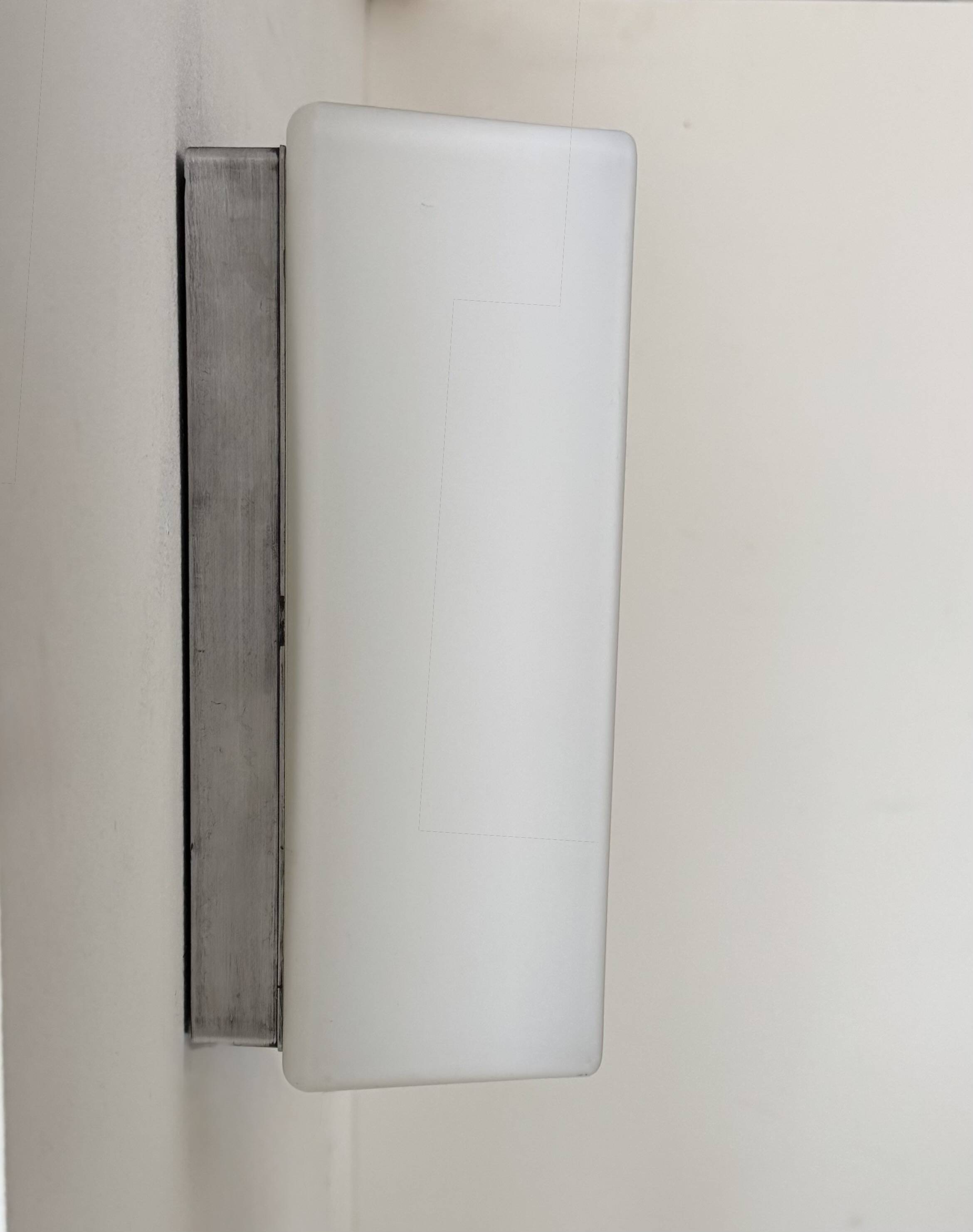 Pair of vintage wall lights, brushed metal and opaline glass, France, 1970