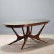 Table de salle à manger vintage en hêtre peint et verre, design, Italie, années 1950
