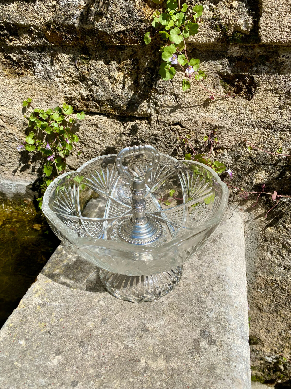 Vintage chiseled glass cup