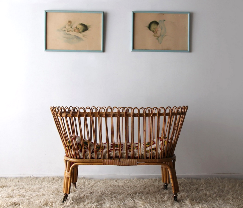 Cradle of the 1950s rattan