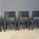 Chaises de salle à manger vintage en cuir noir, Italie, années 1980.