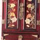 Chinese jewelry box in carved wood and inlaid stones 19th