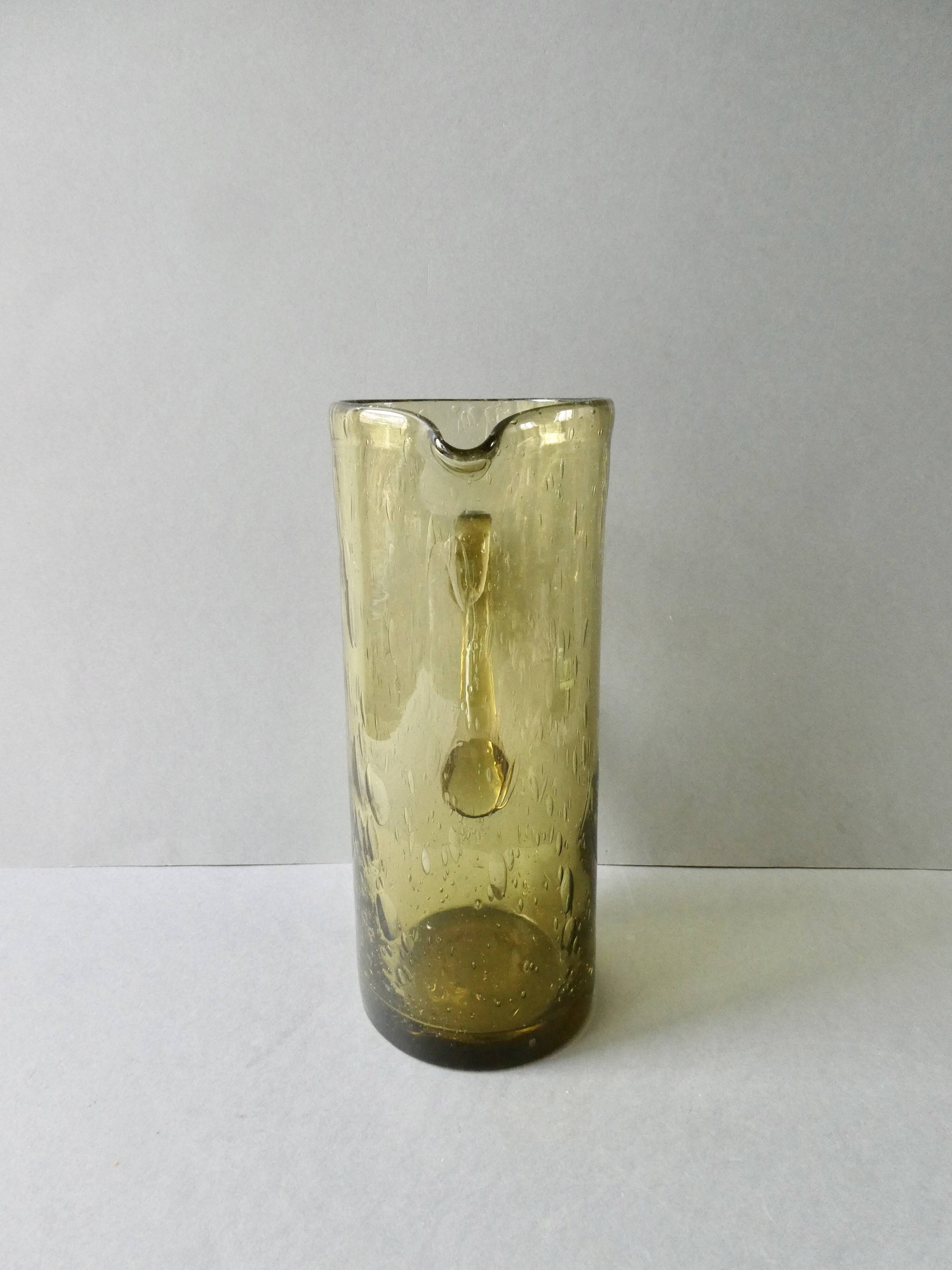 Large bubble glass pitcher from the 70s