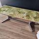 Vintage coffee table 70s chrome base and top resin effect marble green water