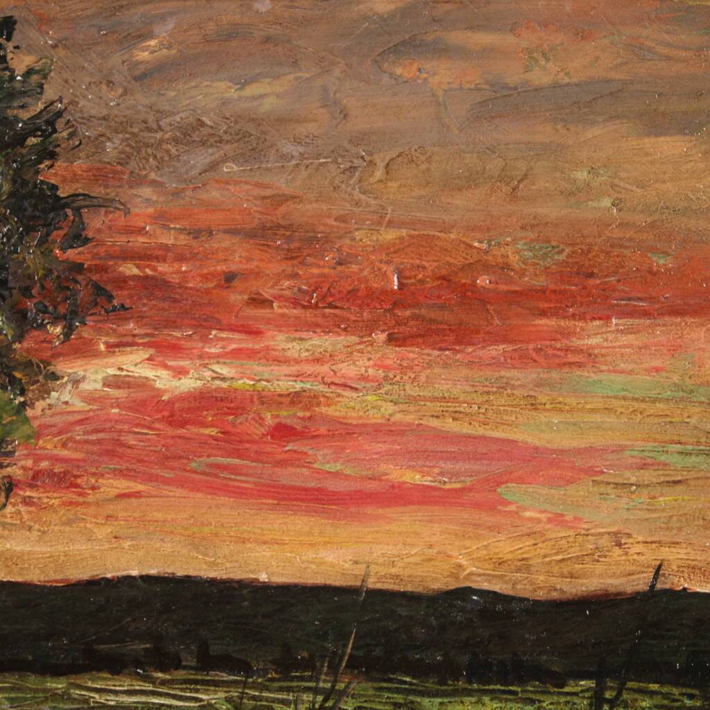 Italian landscape painting signed F. Rontini, 1940s