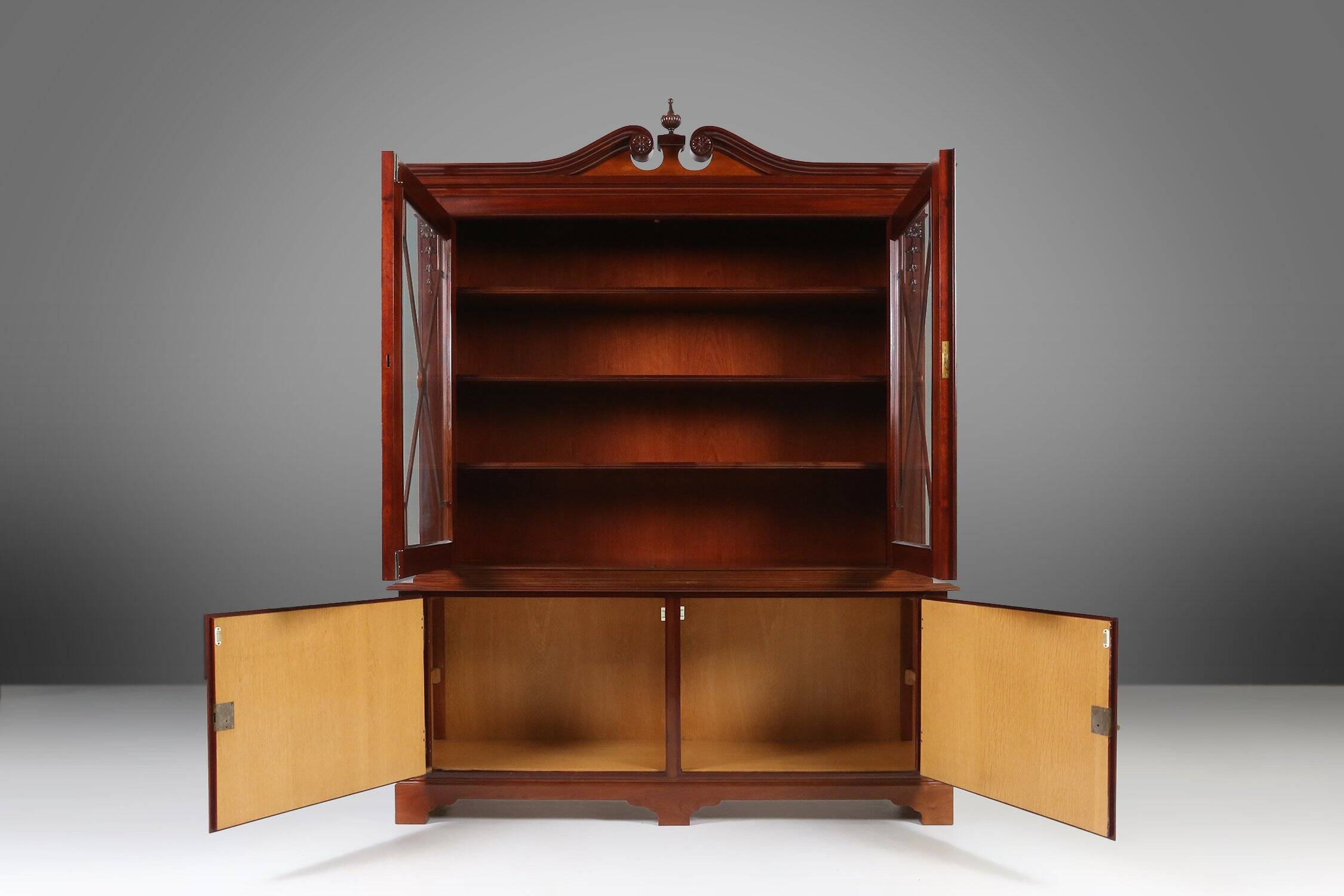 Empire Style Library Cabinet with Glass Doors, Belgium, 1950s