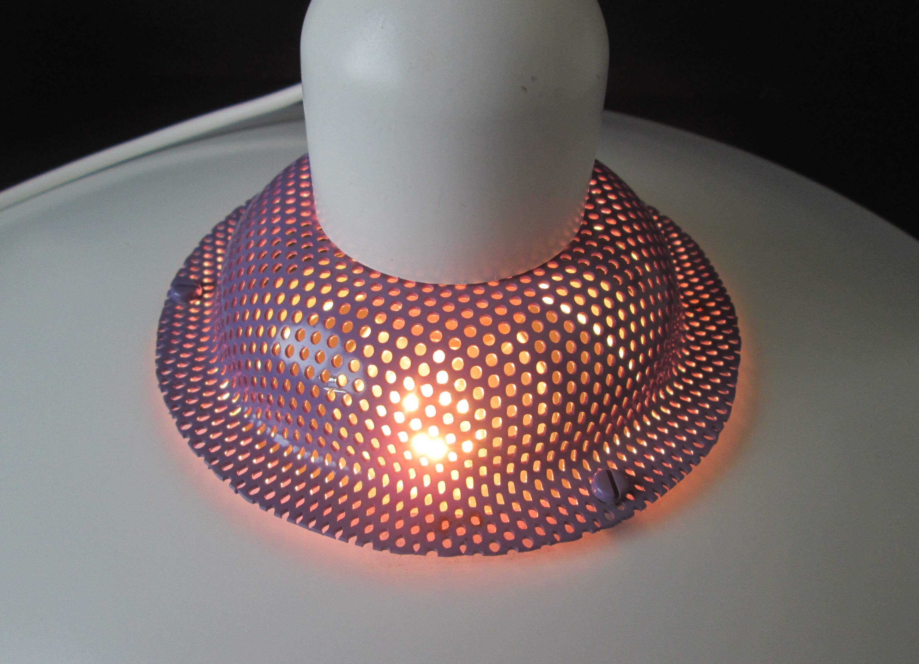 Dansk design white/purple 1980s pendant lamp by Danish Jeka Metaltryk