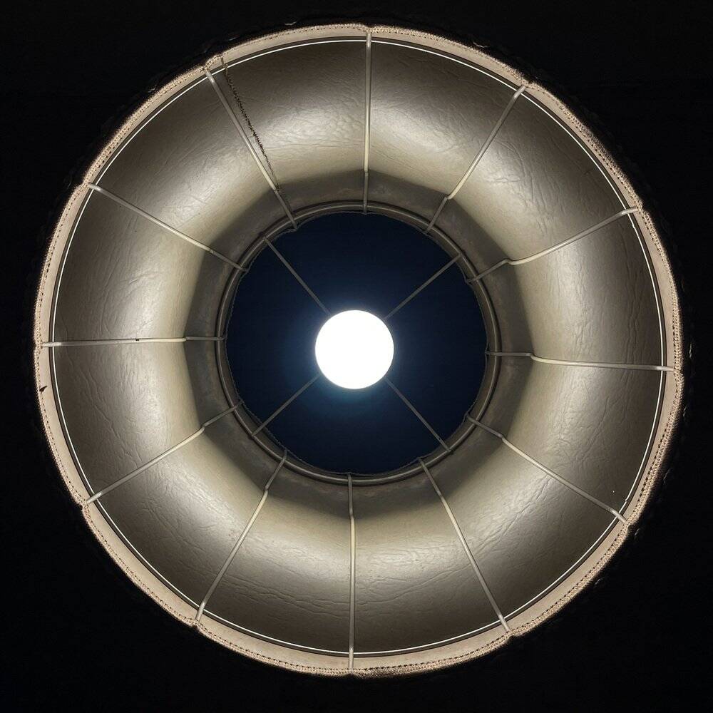 Vintage leather pendant lamp, 1950s.