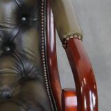 Green Cowhide Leather English Chesterfield Armchair