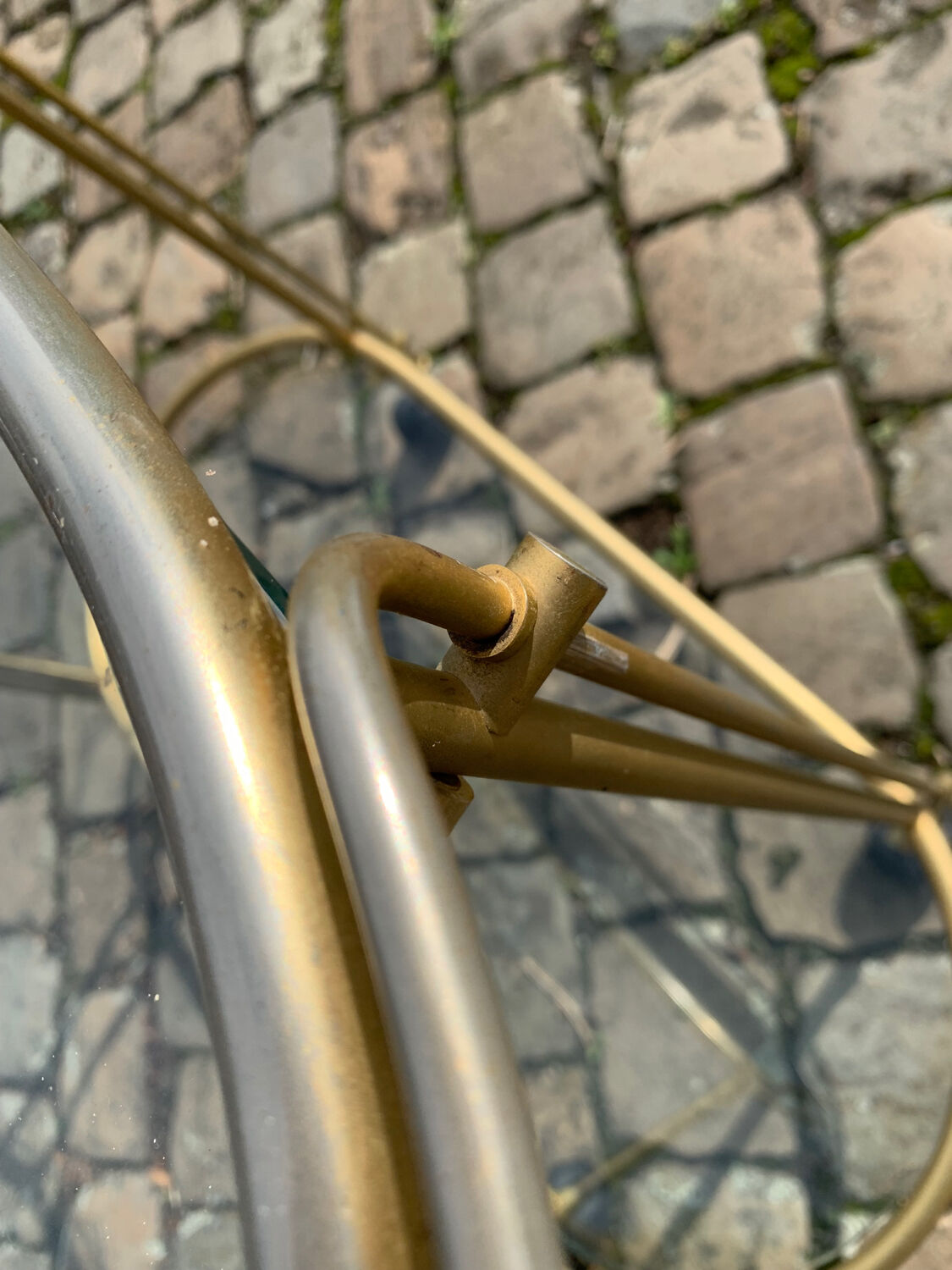 Golden brass and glass service