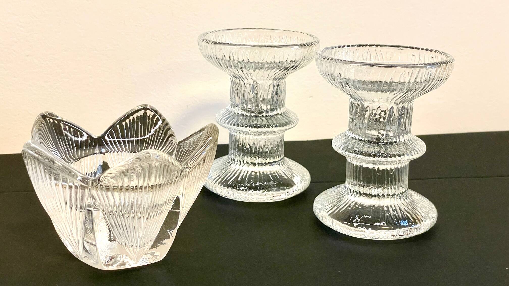 Vintage-style crystal candlesticks in the style of LITTLA