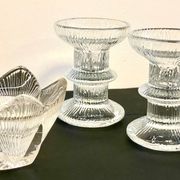 Vintage-style crystal candlesticks in the style of LITTLA