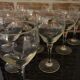 Set of 10 crystal foot "balloon" red wine glasses from the 40s-50s