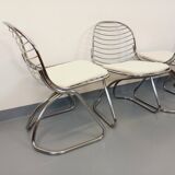 Set of 4 vintage Italian Gastone Rinaldi style chairs in chrome metal