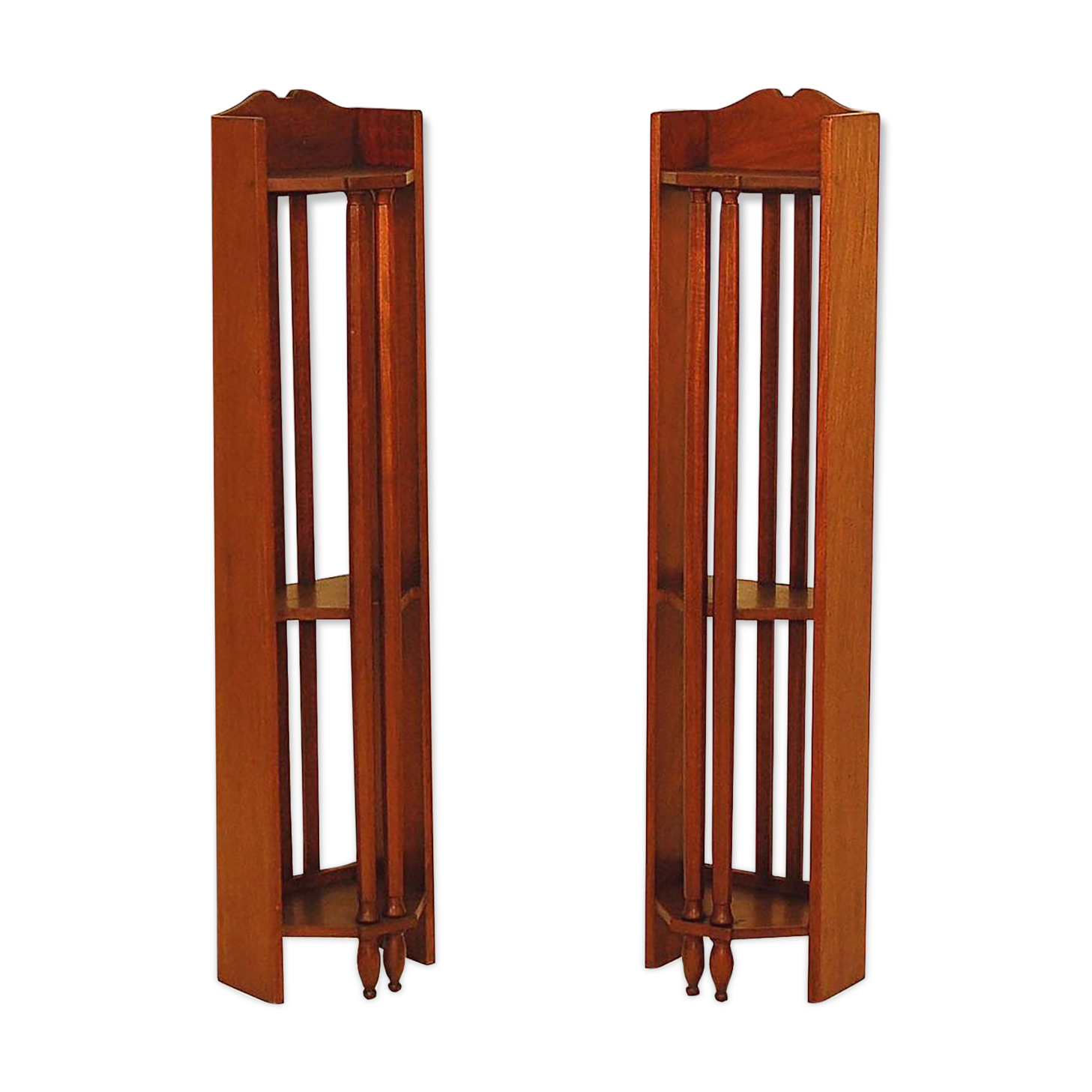 Pair of art deco mahogany wall columns