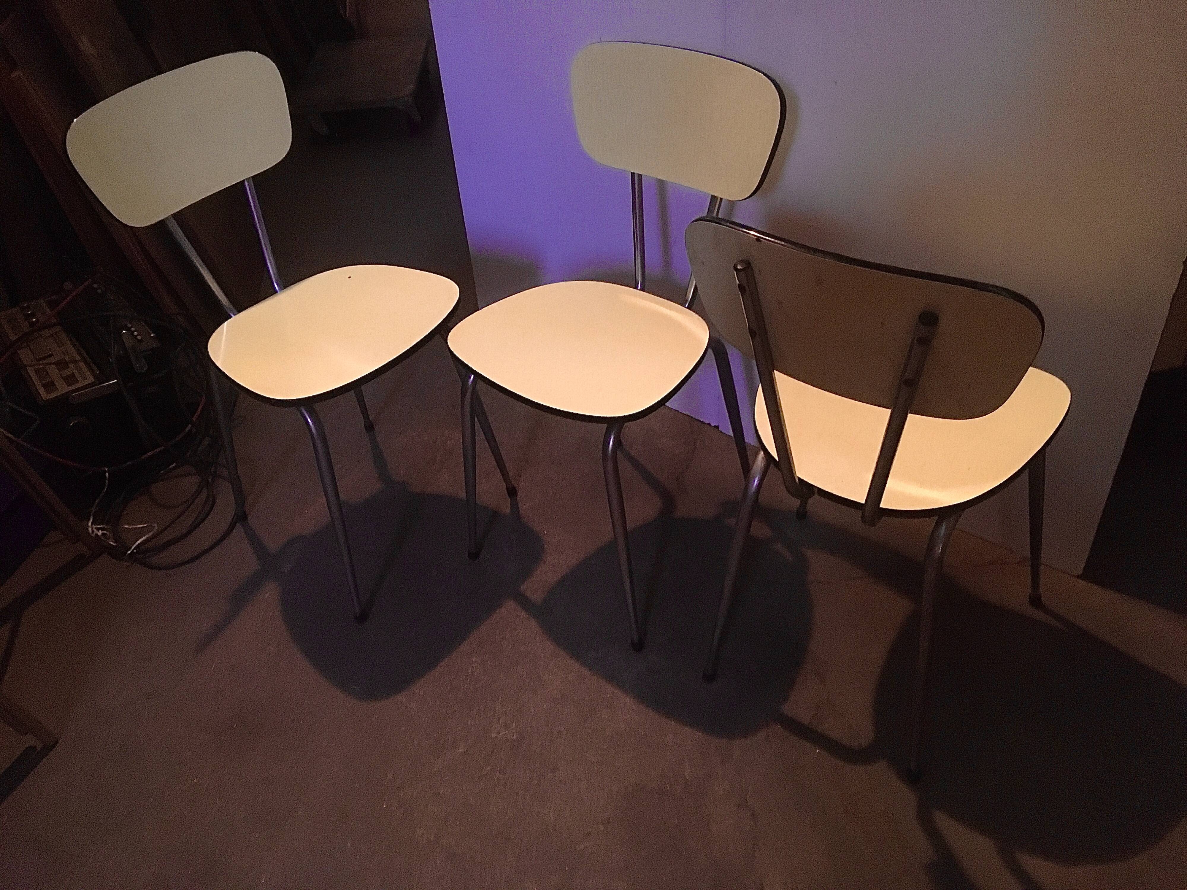 3 vintage yellow Formica chairs