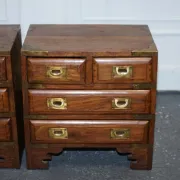 Vintage Military Campaign Brass Bedside Tables, Set of 2