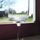 5 old crystal foot glasses engraved