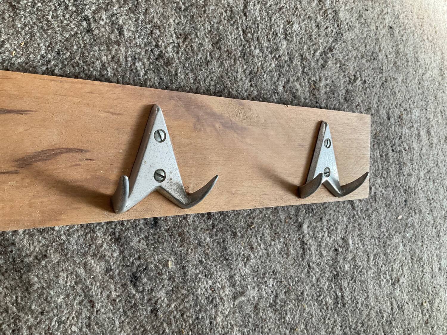 Vintage coat rack in wood and aluminum