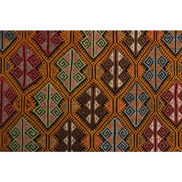 Tapis vintage turc Oushak fait main en laine et coton, années 1970