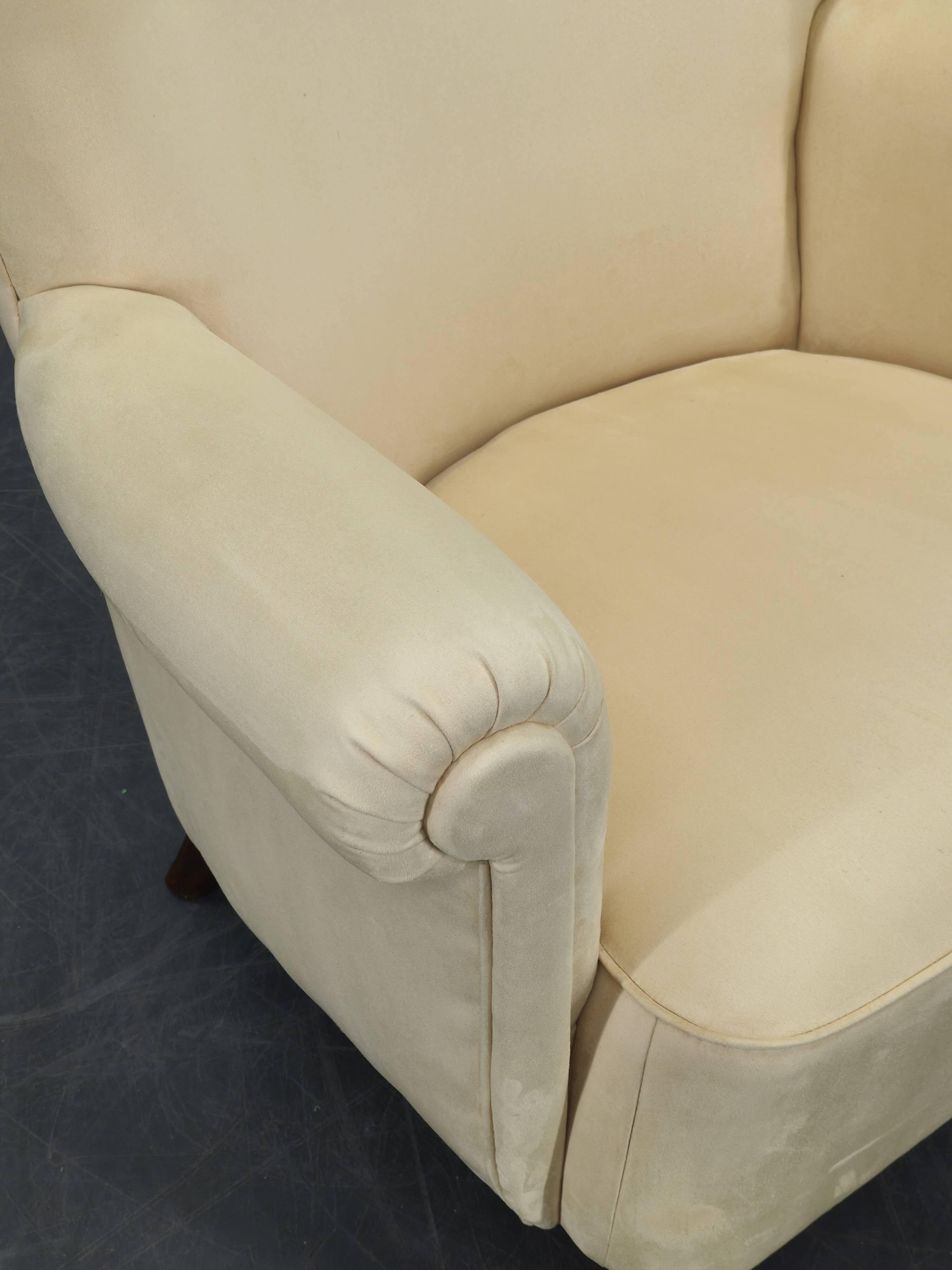 1950s Danish High Back Wing Lounge Chair Newly Reupholstered