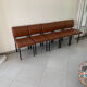 Set of 5 faux leather armchairs in fawn from the 1950s.