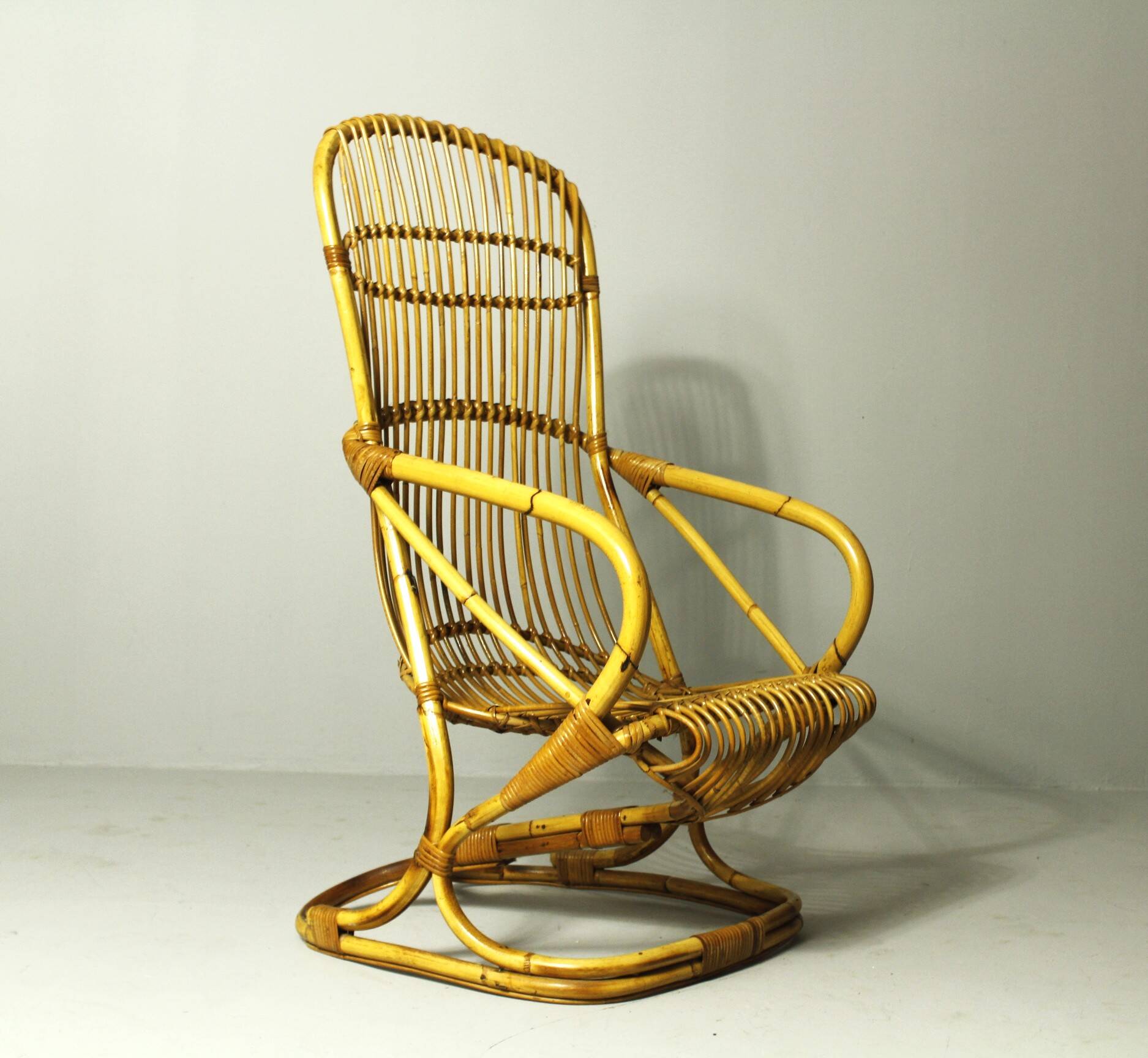 Italian bamboo chairs in the style Tito Agnoli for Bonacina