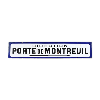 Enamel plate Direction porte de Montreuil white background