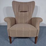 Mid-Century Wool Wing Chair, Denmark, 1950s