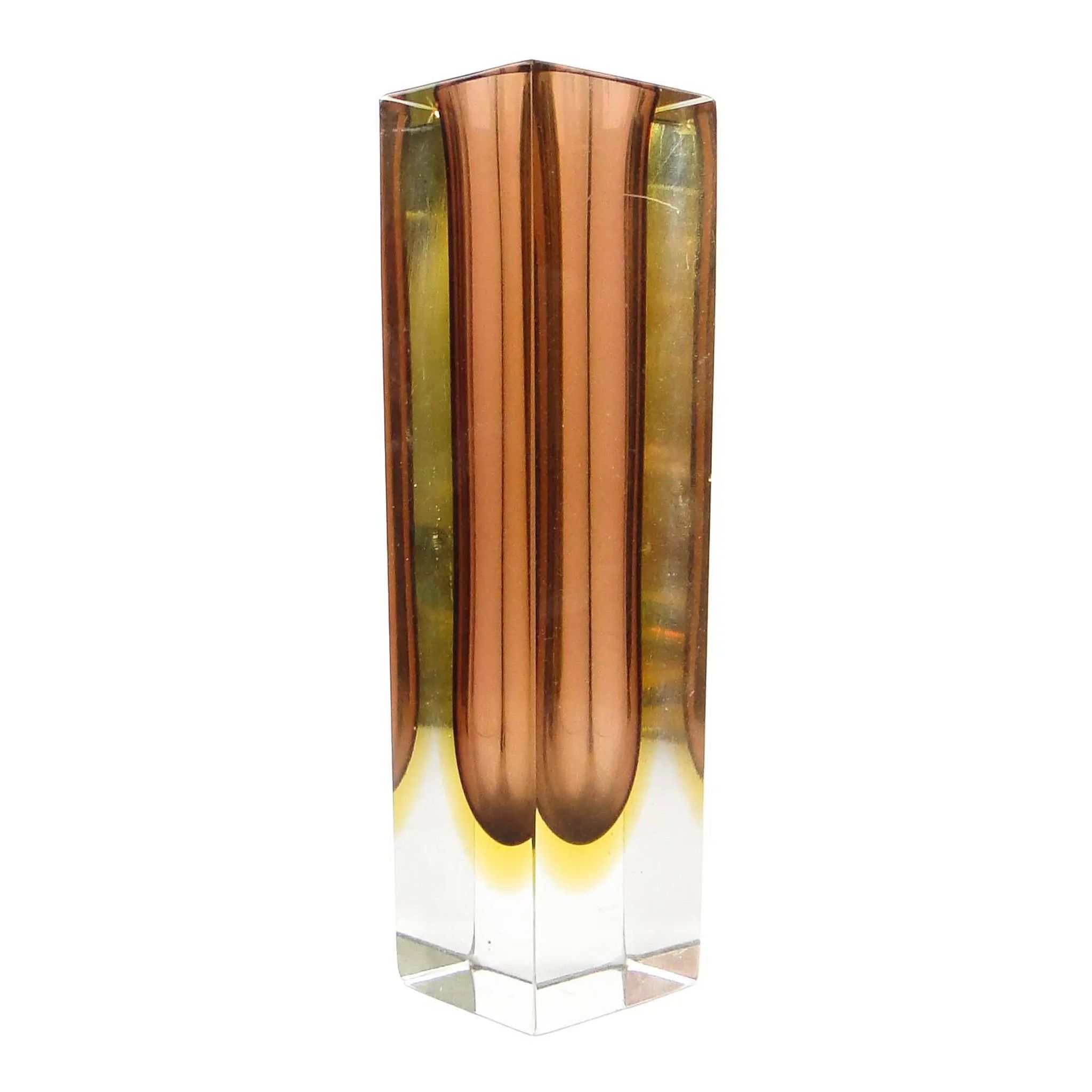 Sommerso mid-century modern vase, glass, designed by F. Poli, Italy, 1950s