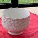 Pot cover slurry in glazed ceramic white vintage floral pattern