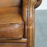 Vintage Sheepskin Leather Wingback Chair