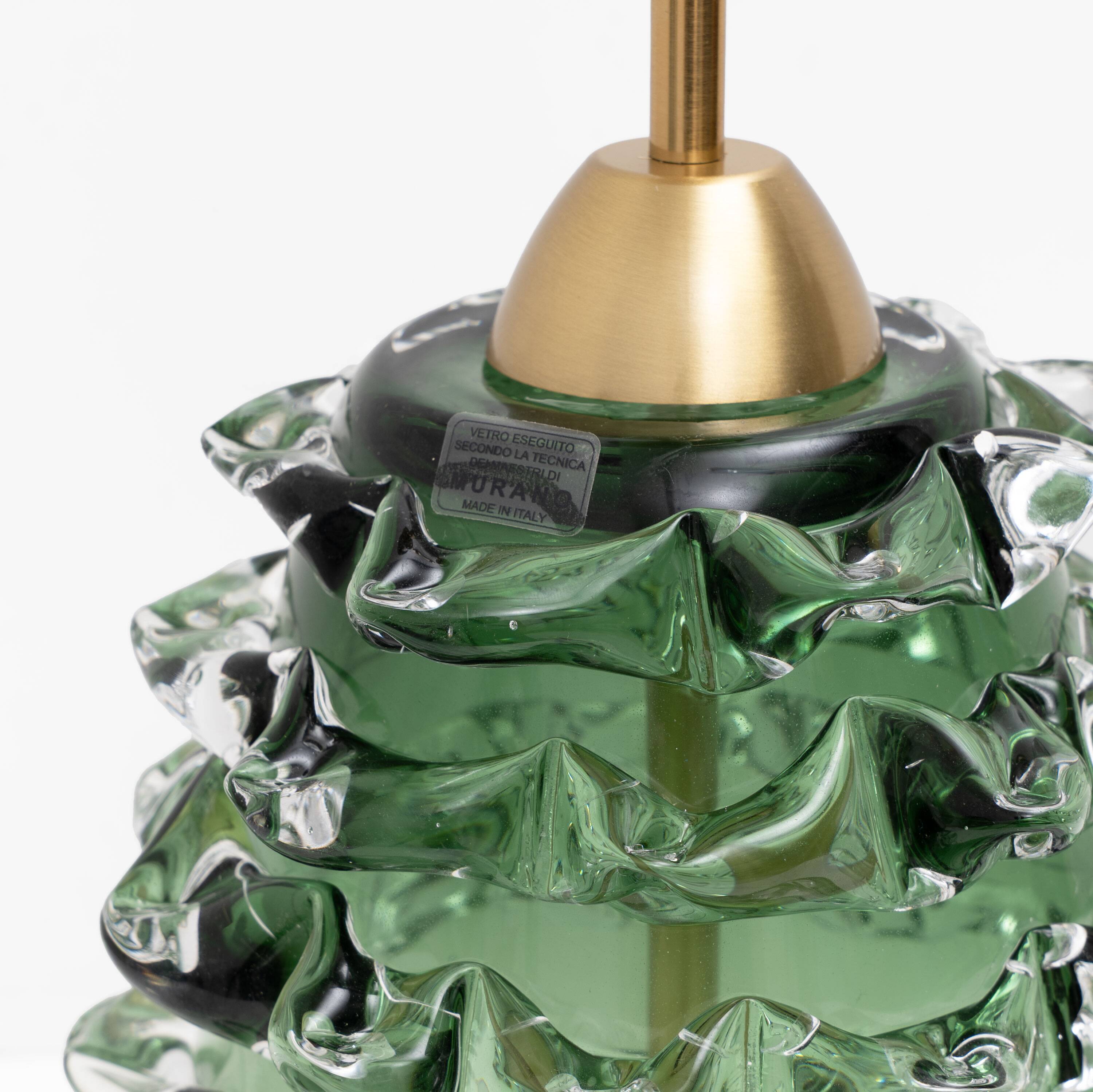 Paire de lampes de table en verre de Murano Rostrato vert