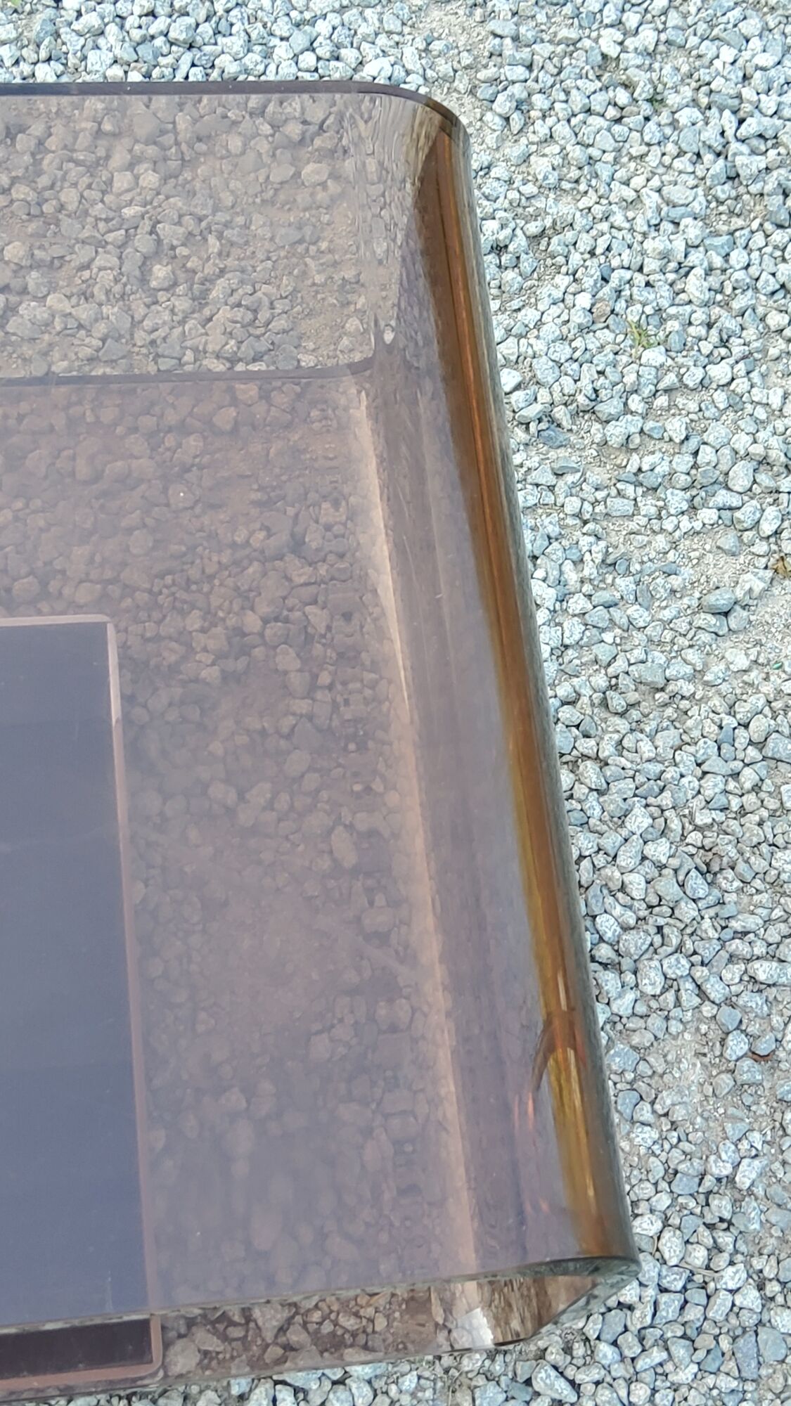 Coffee table from the 70s in chromed steel and smoked plexiglass double swivel trays