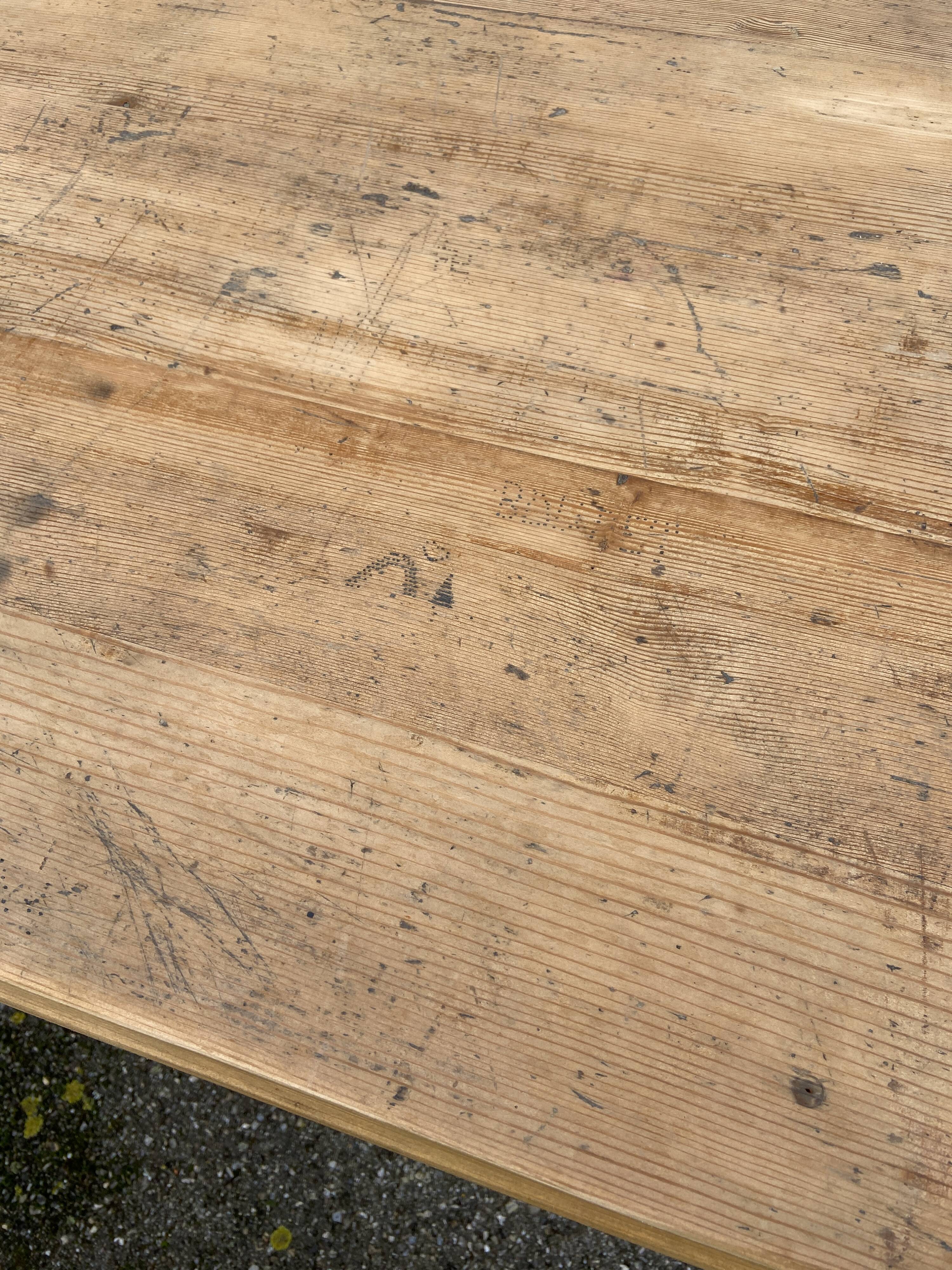 large farm table 185 cm in raw natural fir wood