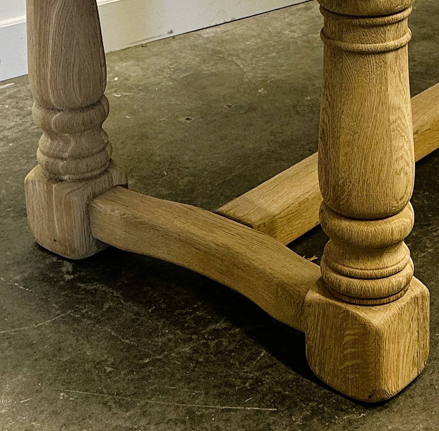 Large Sanded Full Oak Vintage French Dining Table, 1960s. France