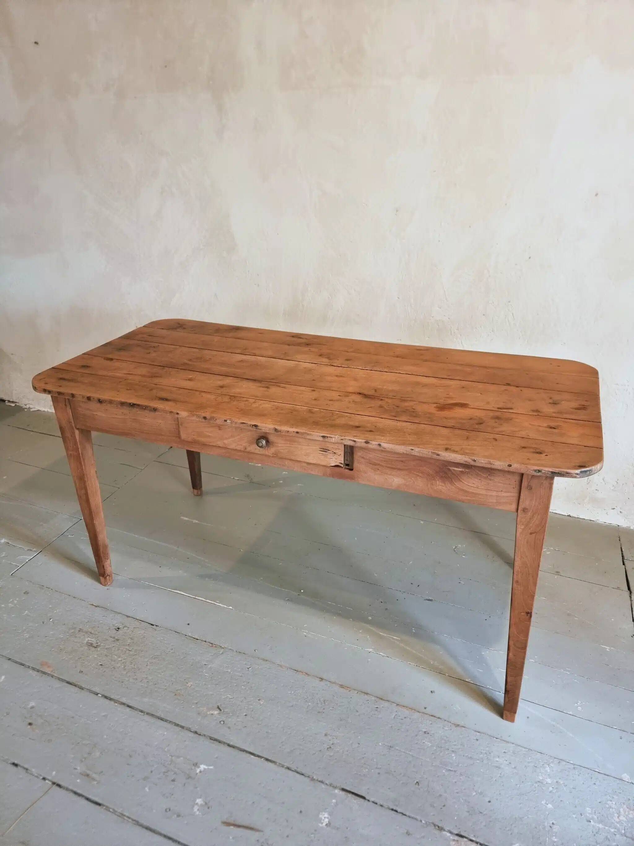 Antique French cherry wood dining table, early 20th century