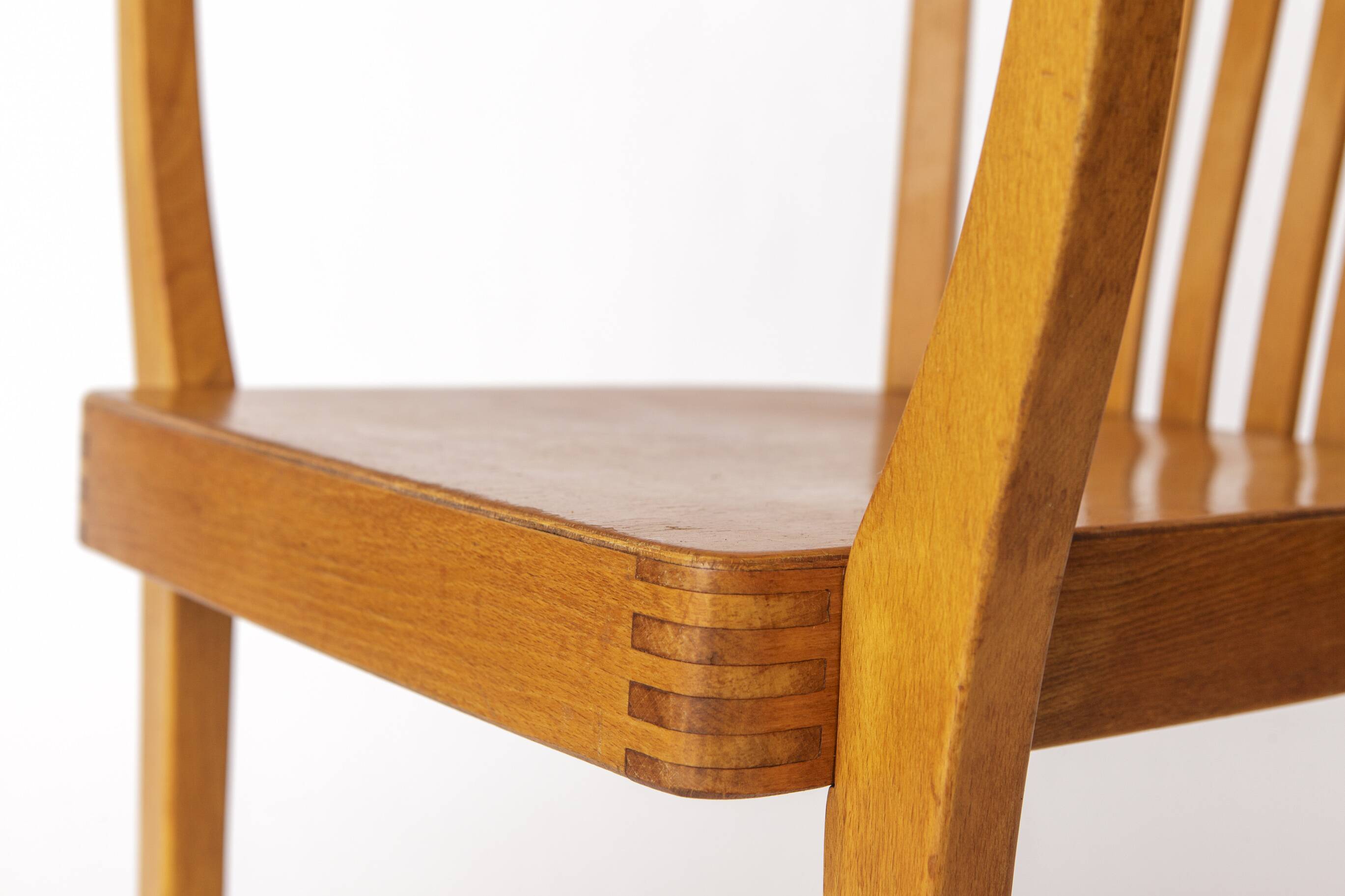 Vintage Beech Armchair – 1950s/60s German Chair – Restored Mid-Century