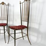 Paire vintage de chaises hautes en laiton de Chiavari, Italie Années 1950