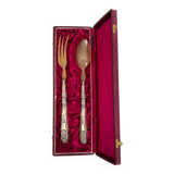 Silver and horn salad servers