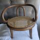 Small Antique Children's Armchair in Curved Wood and Cane