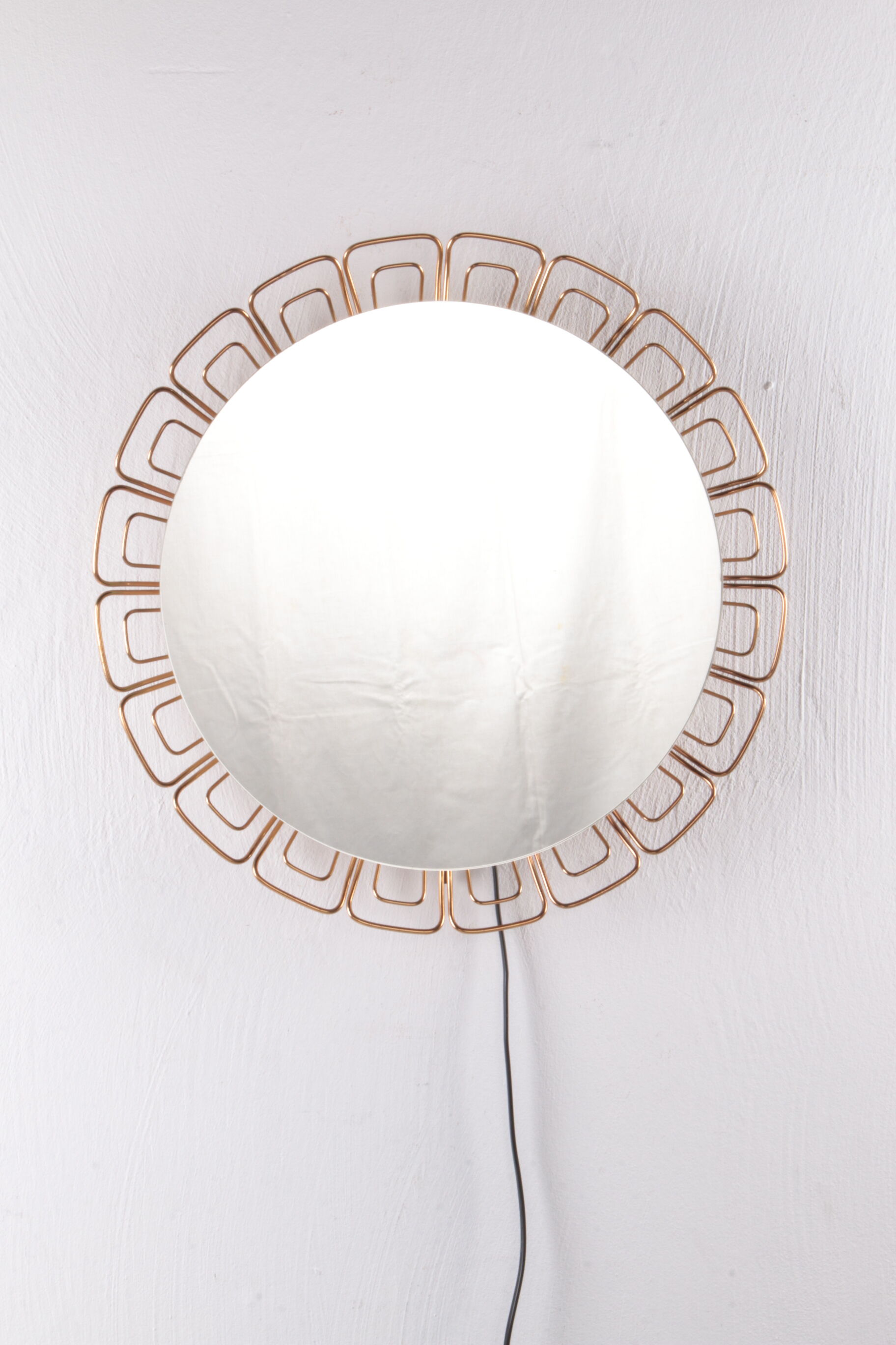 Miroir mural vintage Hillebrand avec éclairage Allemagne des années 1960 51cm